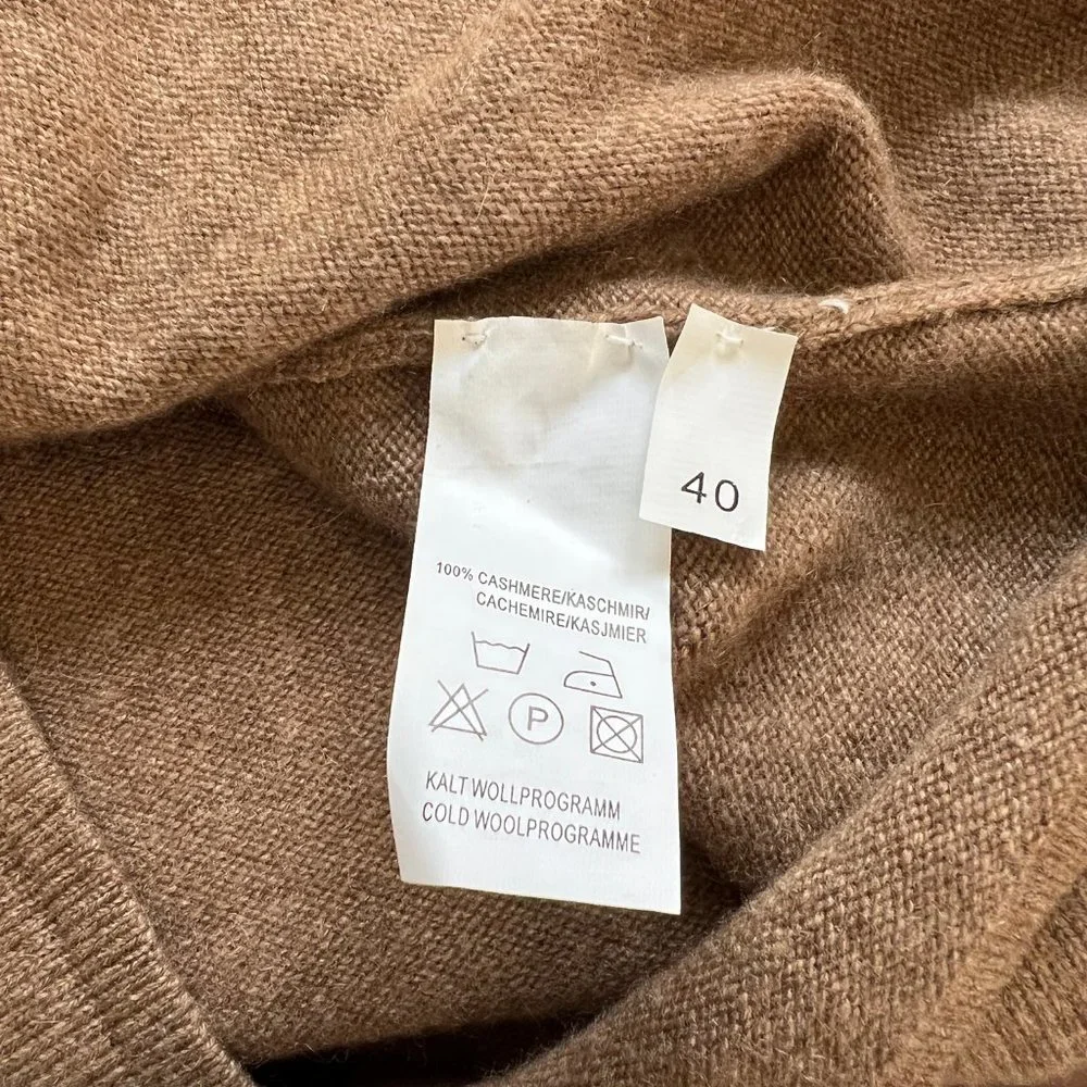 Vintage 100% Cashmere Parisian Camel Tan Brown Tank Top Sweater Capsule Wardrobe - Picture 6 of 8